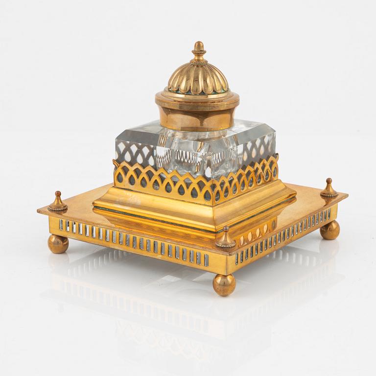A four-piece brass writing set, Gusum, 20th century.