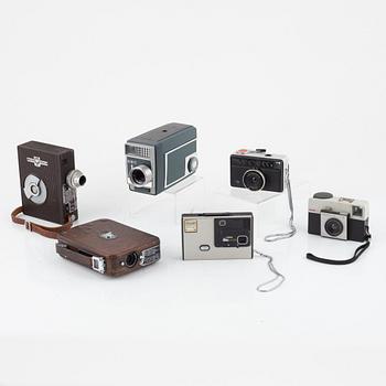 A collection of sex cameras, among otehr Kodak and Agfa. Second half of the 20:th century.