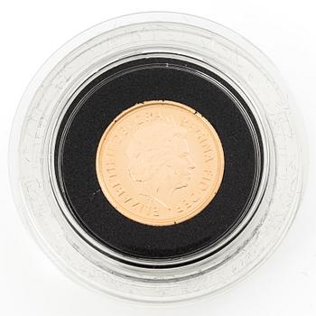 Gold coin, Great Britain, Elizabeth II, Quarter Sovereign, 2012.