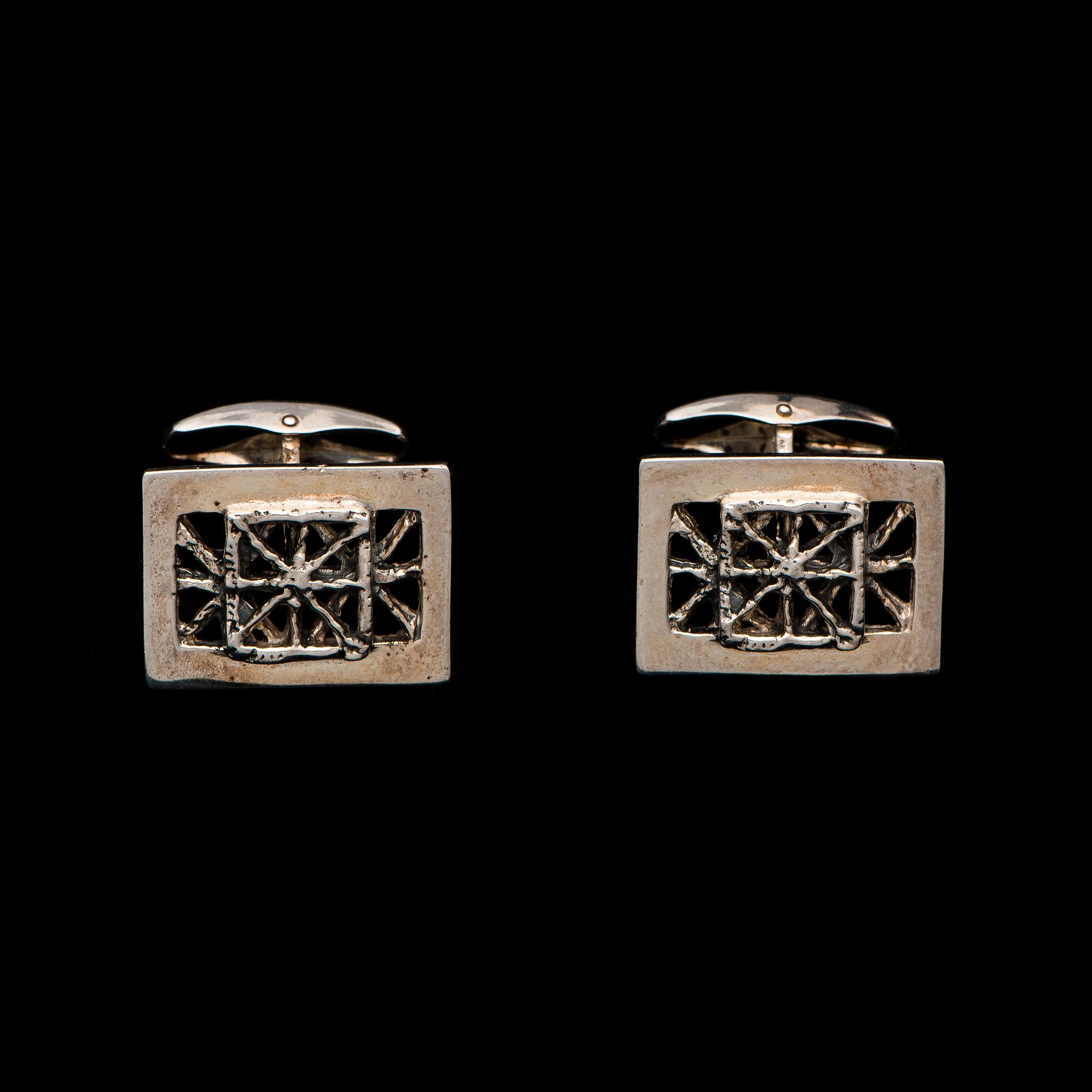 PENTTI SARPANEVA, MANSCHETTKNAPPAR, silver, Turun Hopea, Åbo 1971.