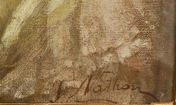 OKÄND KONSTNÄR, olja på duk, signerad F Nathan? England, 1800-talets senare del.