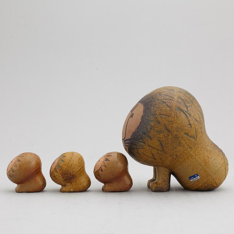 LISA LARSON, four stoneware lion figurines, Gustavsberg.