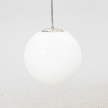 A glass and metal ceiling lamp from the 1940's/50's.