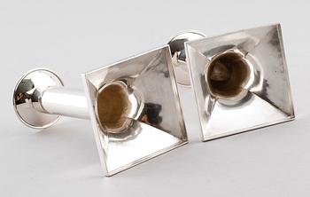 LJUSSTAKAR, 1 par, silver, jugend, CG Hallberg, Stockholm, 1919.