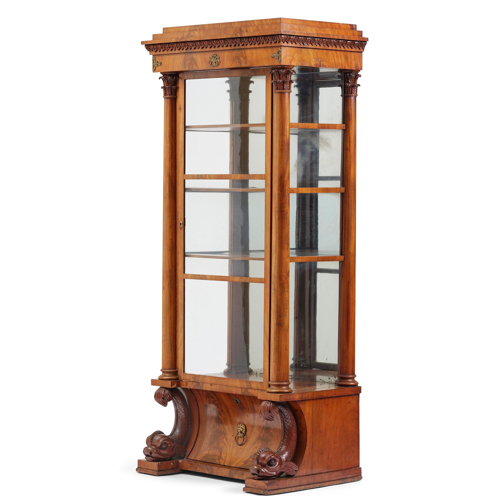 A Swedish Empire mahogany bibliothèque, ca 1830.