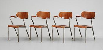 734. A set of four Swedish teak armchairs, 20th century.