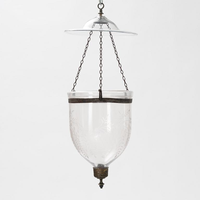 A glass ceiling lantern, around the year 1900.