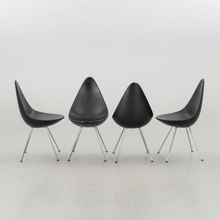 SIX ARNE JACOBSEN CHAIRS "DROPPEN" FOR FRITZ HANSEN.