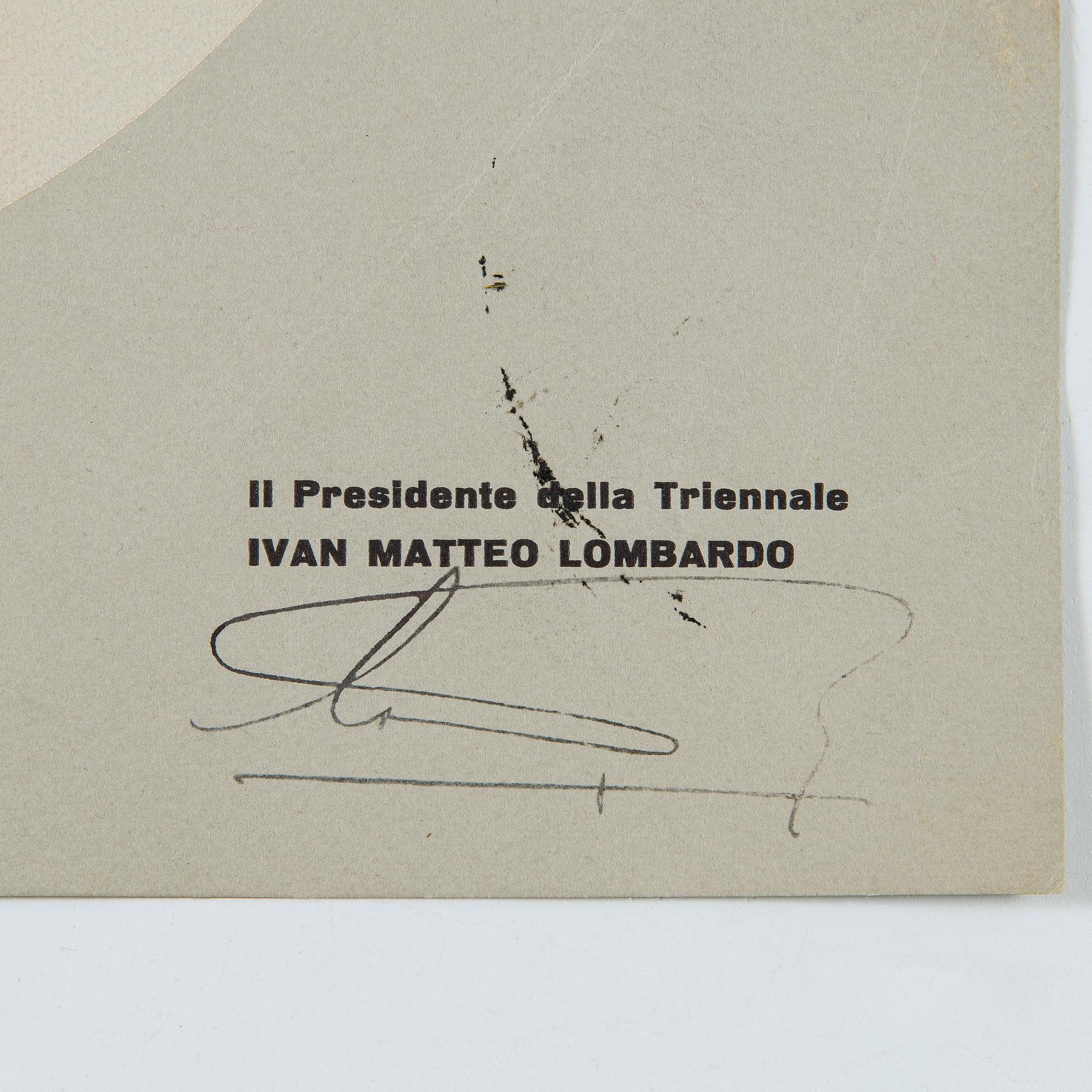 Diplom, Milano triennale 1960.