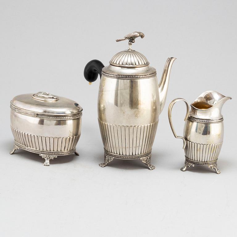 KAFFESERVIS, silver , 3 delar, CG Hallberg, Stockholm, 1903.