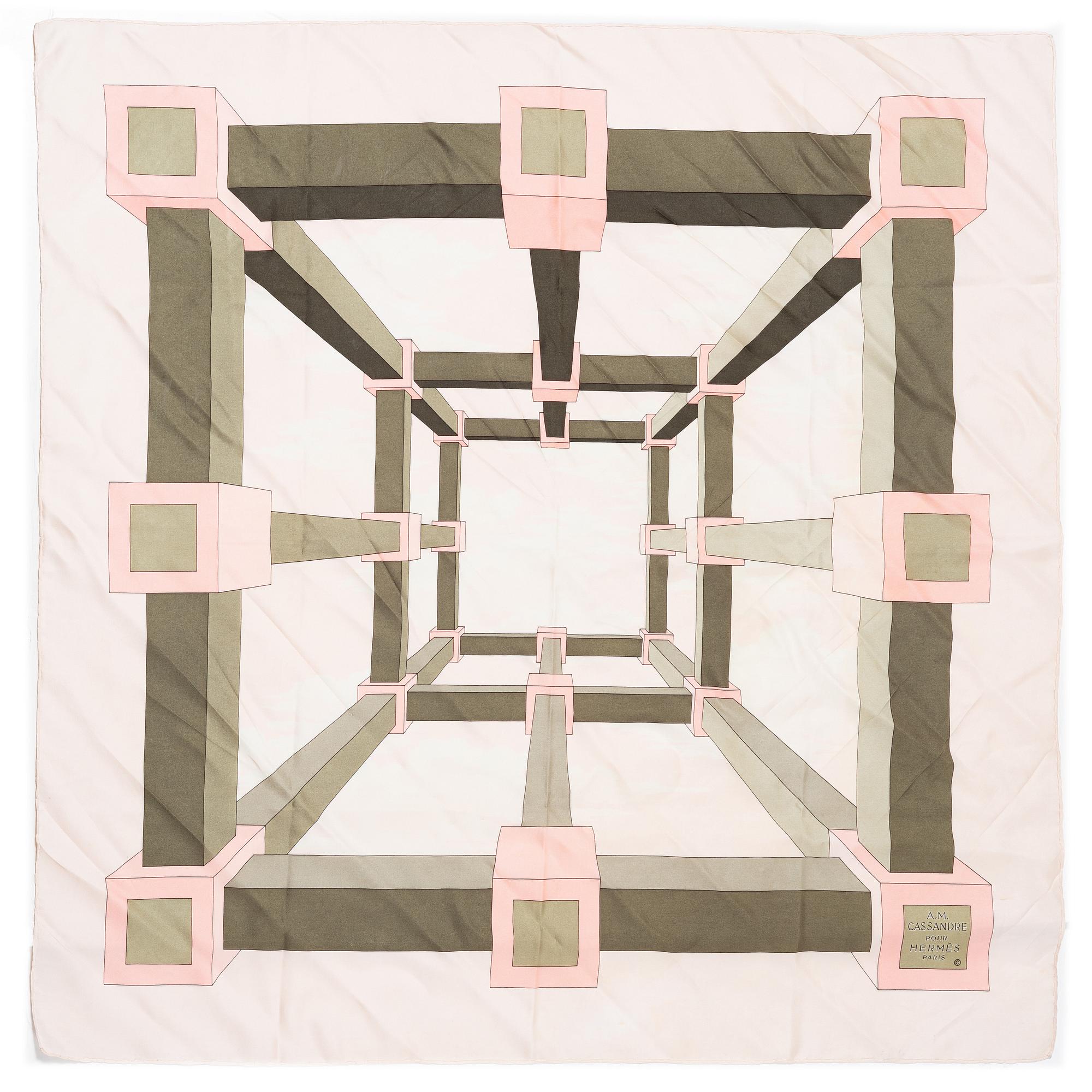 Hermès, two scarves "Les Coupés" and "Perspective".