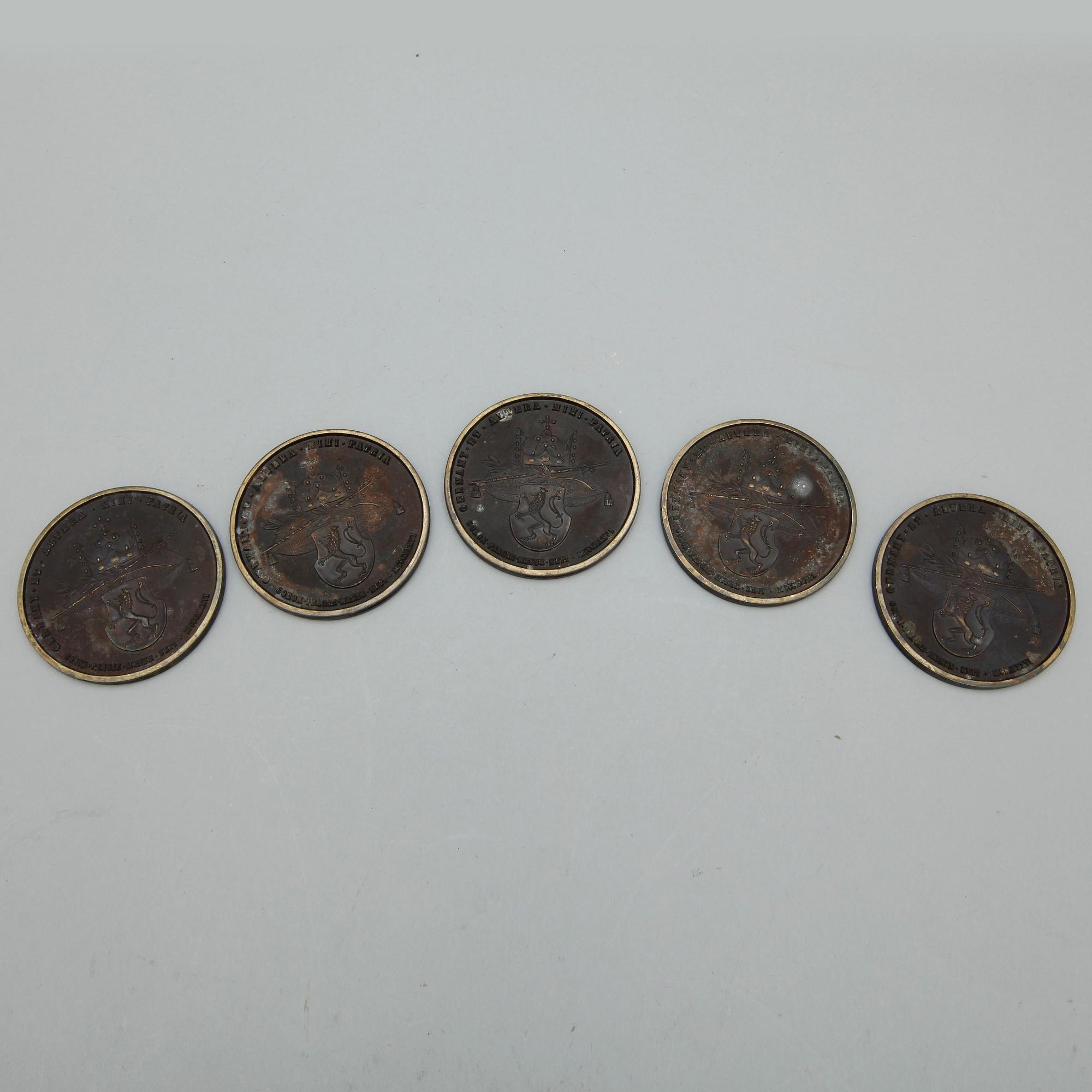 PLAKETTER, 5st, brons, senare avdrag, kröningsmedalj Ferdinand I och Maria Augusta, 1836.