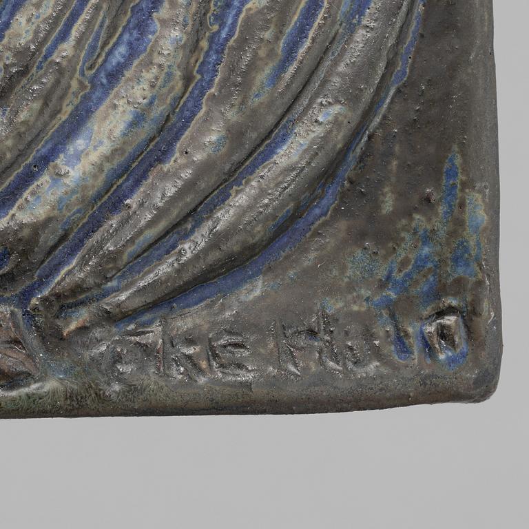 Åke Holm, a stoneware wall relief, signed.