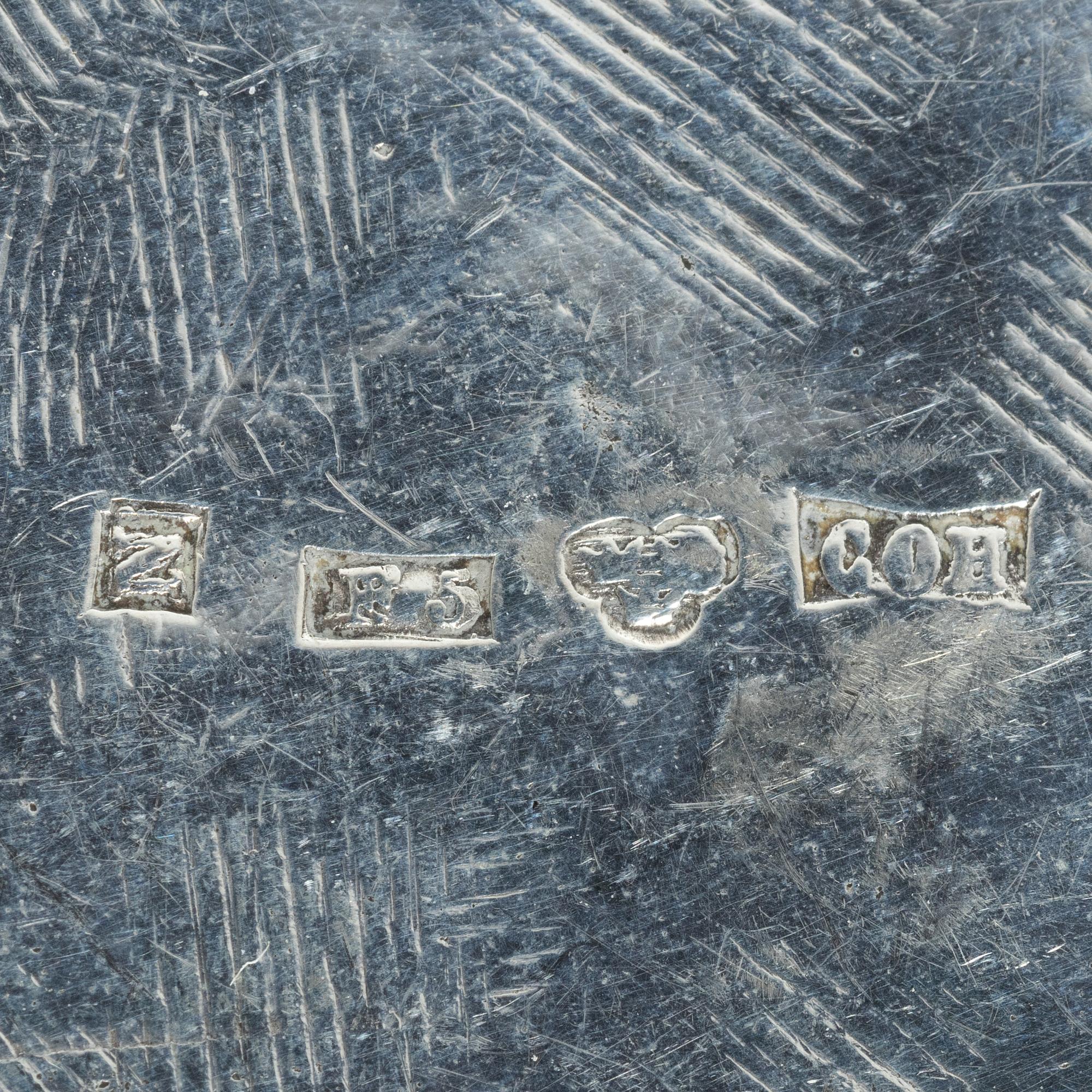 Six 19th century silver boxes.