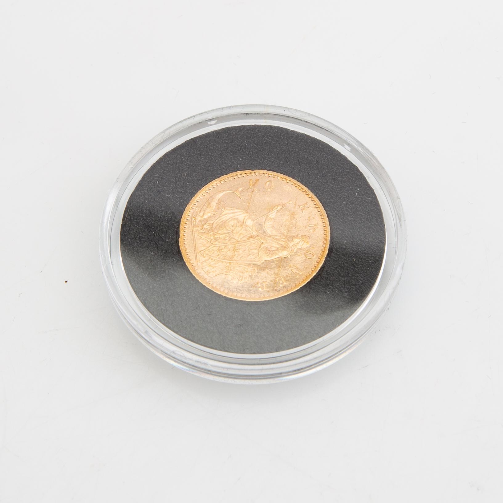 Guldmynt Danmark, Christian X 10 dkr, 1900.