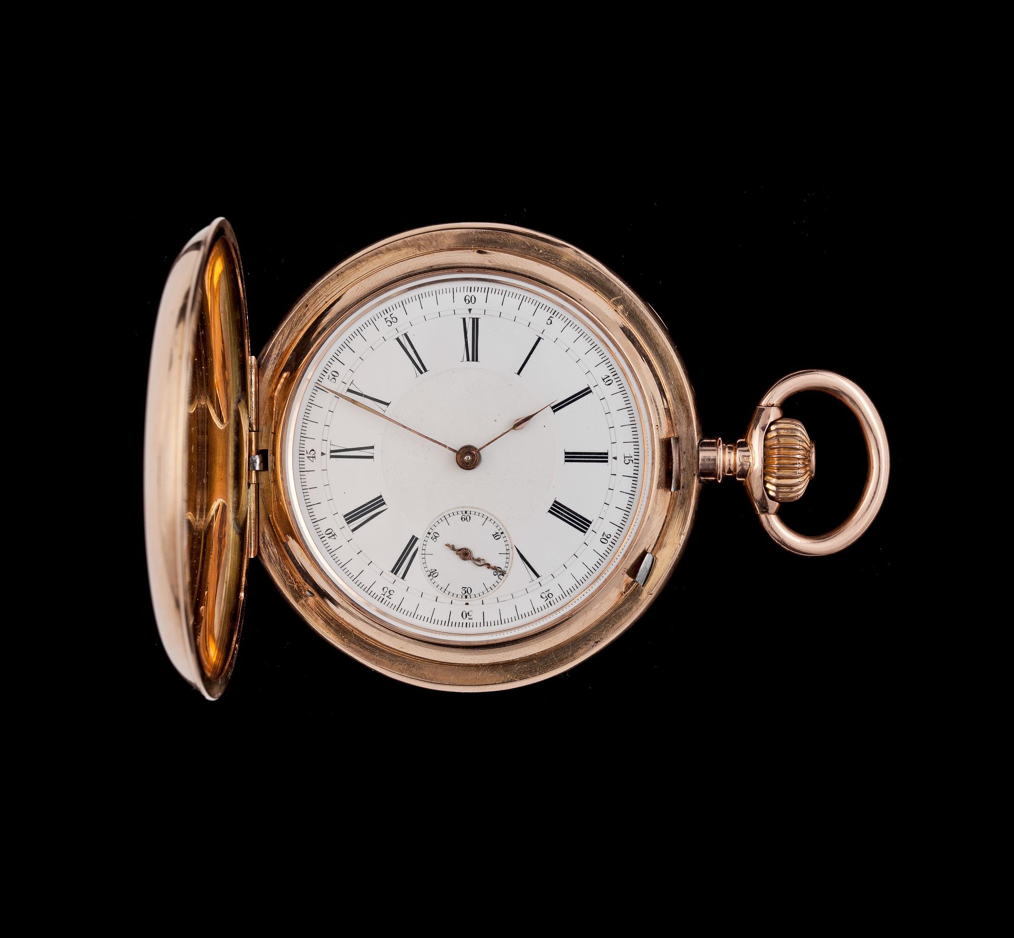 A gold pocket watch, 'Chronometre', Switserland, c. 1900.