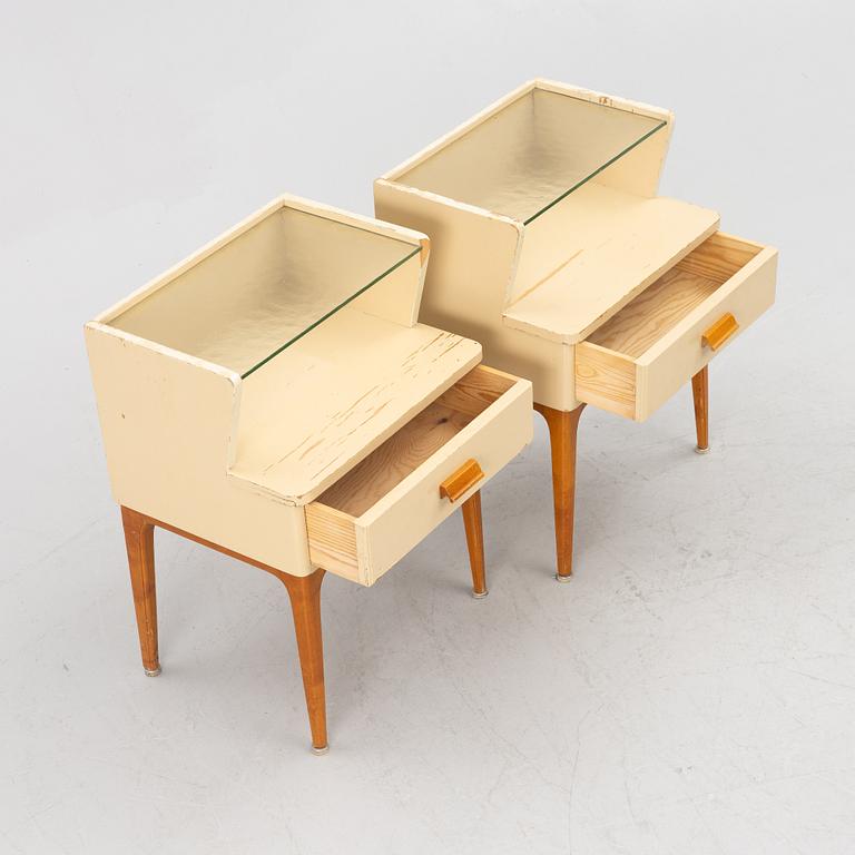 Bedside tables, a pair, first half of the 20th century.