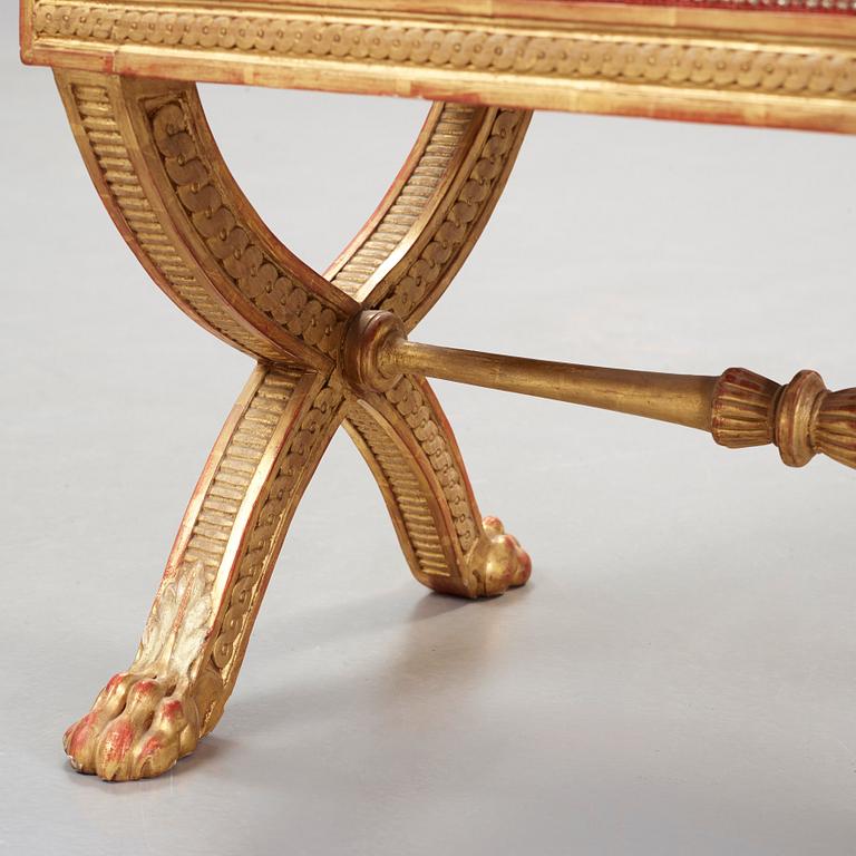 A Swedish Royal late Gustavian stool by Erik Öhrmark, master 1777.