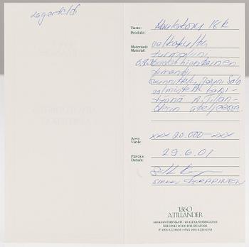 A Tillander, Kaulkoru, 18K valkokultaa, turmaliini, briolet-hiontainen timantti n. 0.56 ct. Helsinki 2001.