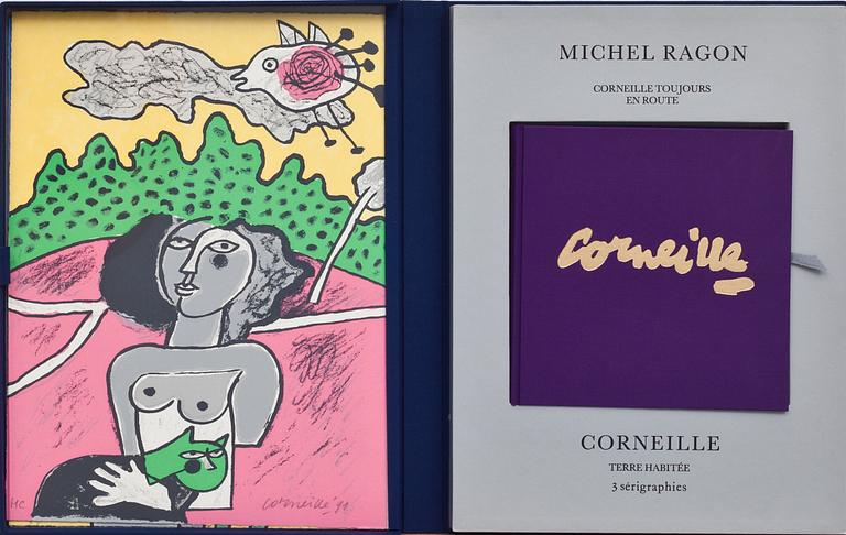 BEVERLOO CORNEILLE, album med bok samt tre färgserigrafier, signerade HC.