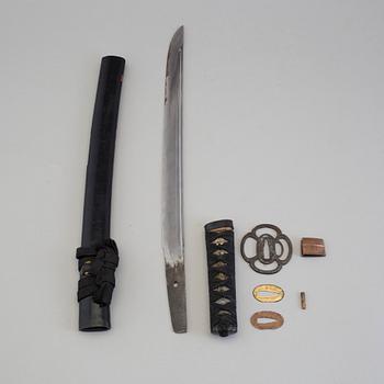 A Japanese Wakizashi marked Awataguchi, probably from the Edo period.