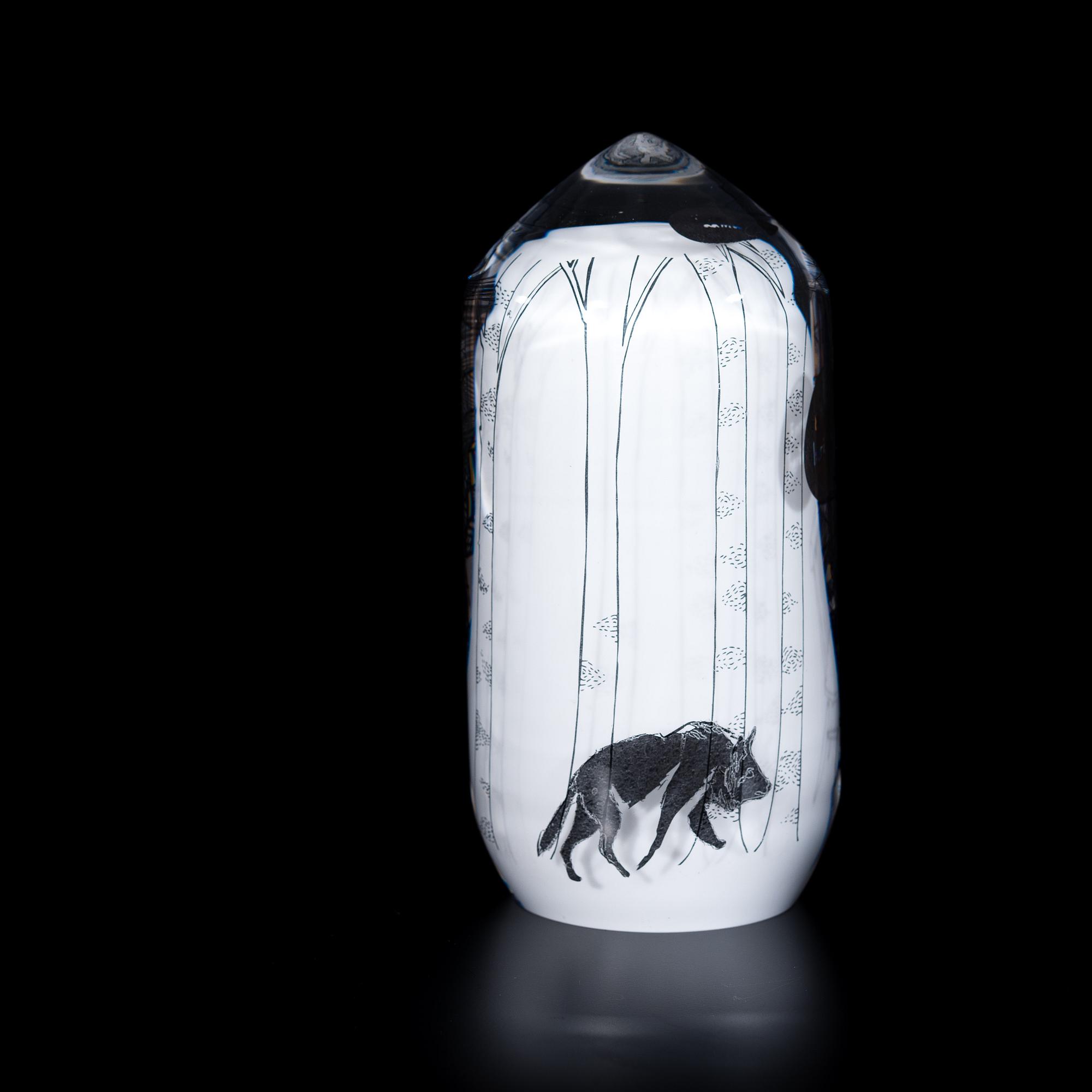 SINI MAJURI & ELLA VARVIO, GLAS SKULPTUR. Serieteckning i glas, Före Vaknande. Sign. 2015.