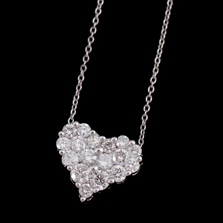 HÄNGE, 18 k vitguld, briljantslipade diamanter tot ca 0.56 ct.