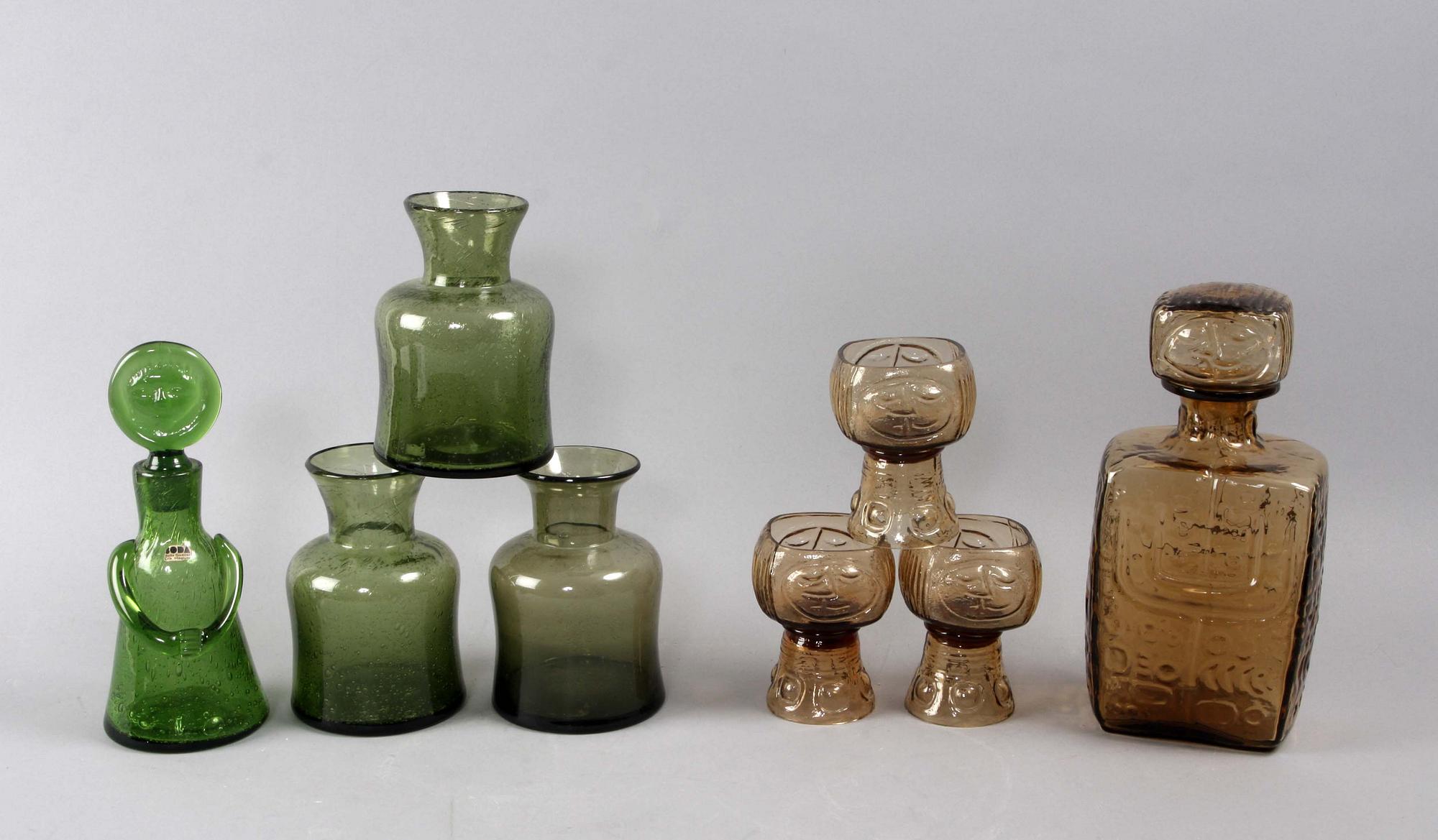 PARTI GLAS, 9 delar, Erik Höglund, Boda glasbruk.