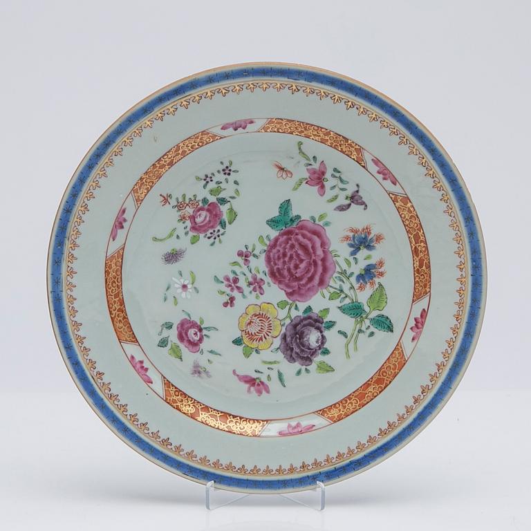 Tallrikar, 5 st, porslin, Kina, Qianlong (1736-95).