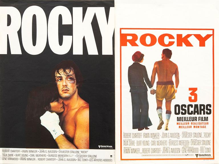 Filmaffischer 2 st Sylvester Stallone "Rocky" 1976 Belgien.