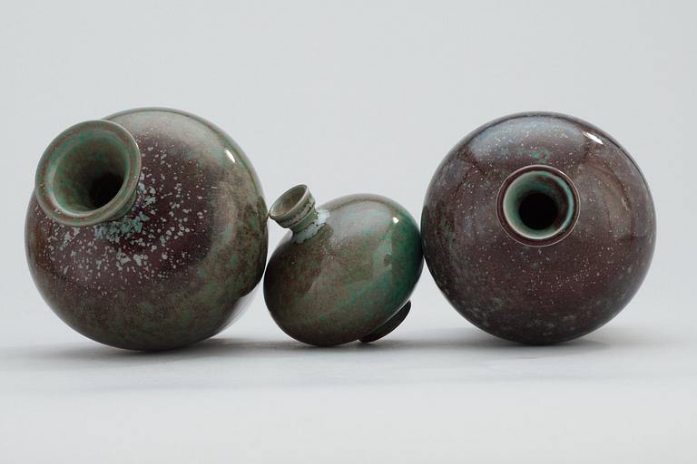 Three Berndt Friberg stoneware vases, Gustavsberg Studio 1969-70.