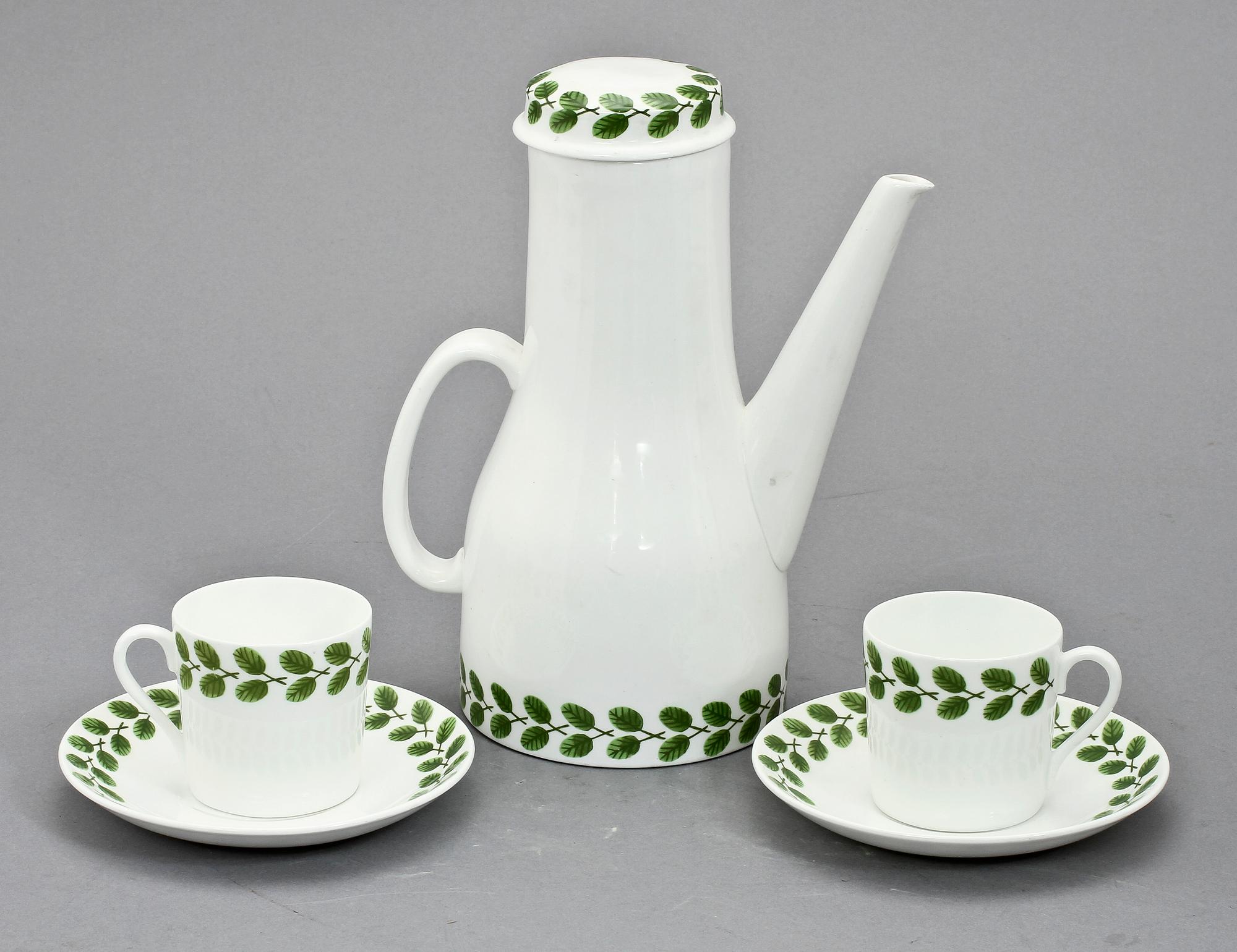 KAFFESERVISDELAR, 11 delar, porslin, "Festong", Stig Lindberg, Gustavsberg.