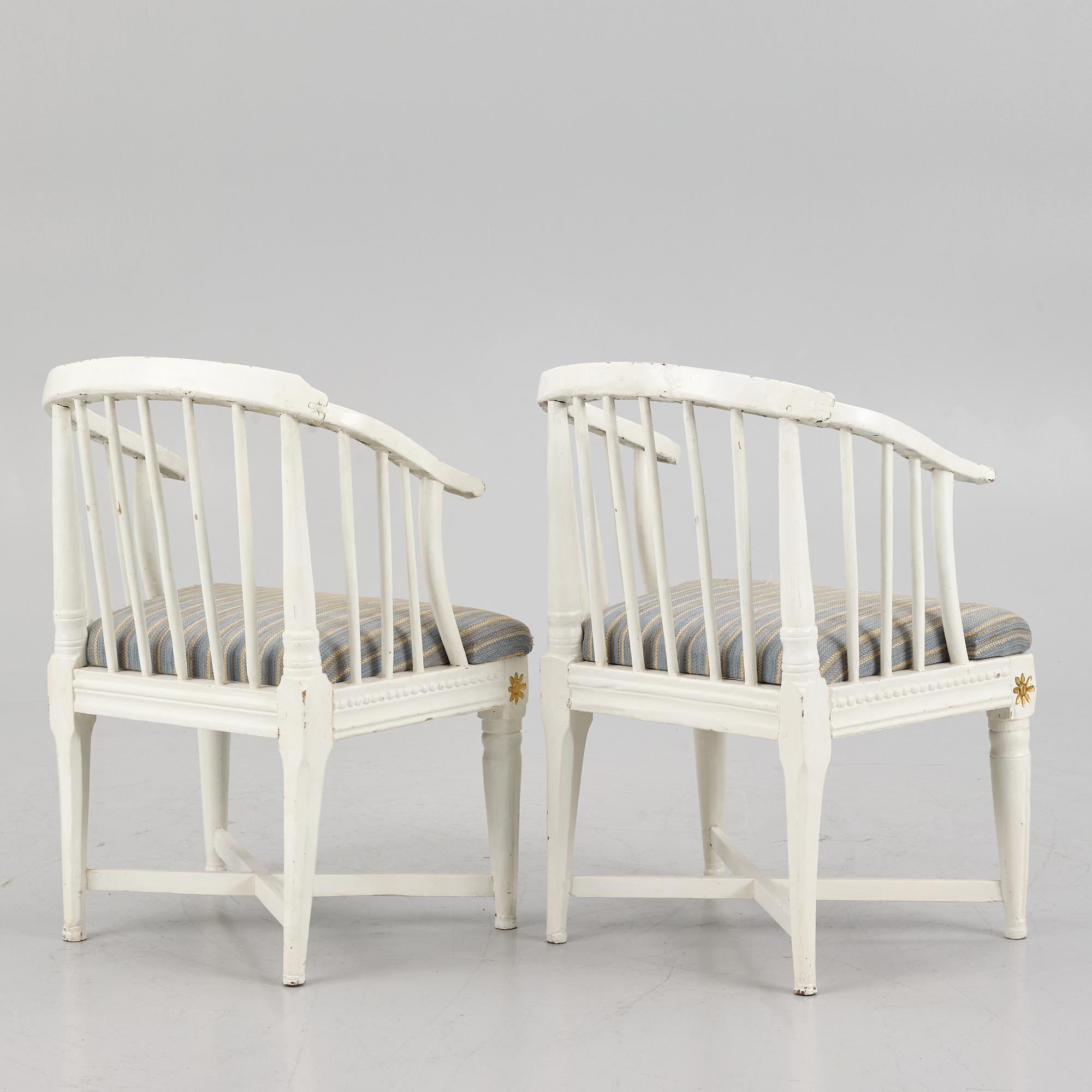 A pair of armchairs, Sweden, ealry 19th century.