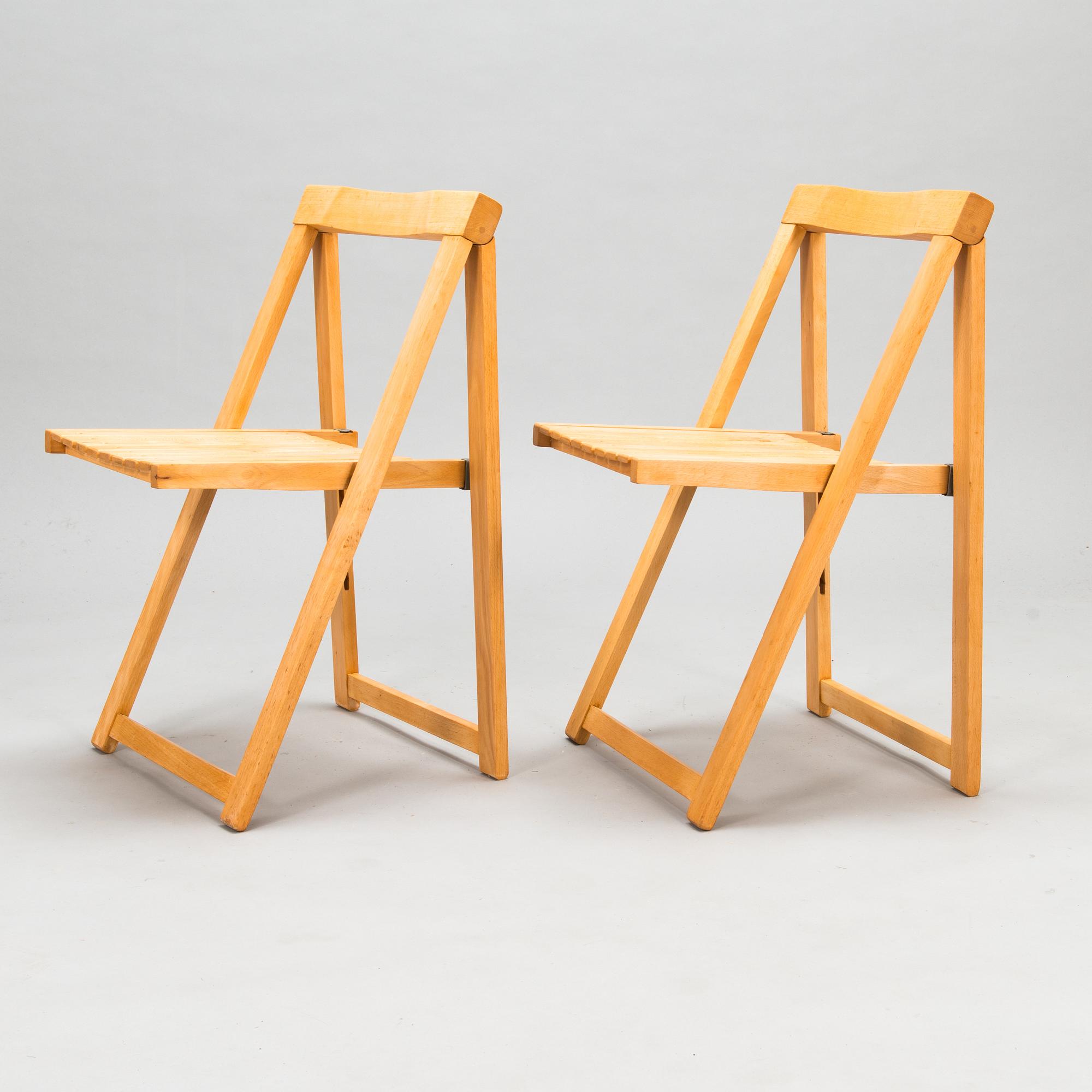 Aldo Jacober, Five 1970's 'Trieste' folding chairs for  Bazzani, Italy.