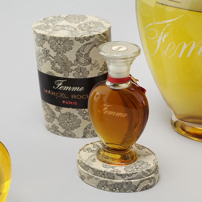 MARCEL ROCHAS, factices, "Femme", five perfumebottles.