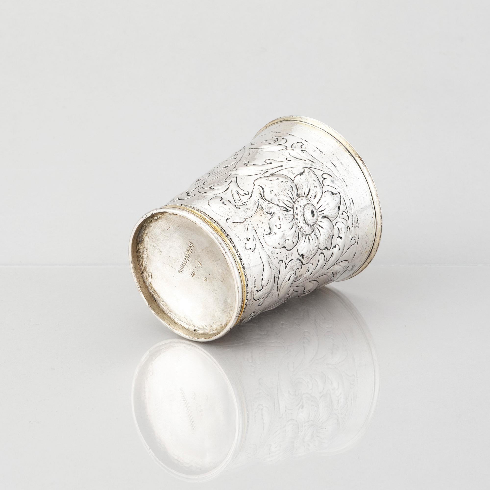 Jöran Hieronymi Bernegau, bägare, silver, Norrköping (verksam 1648-1679). Barock.