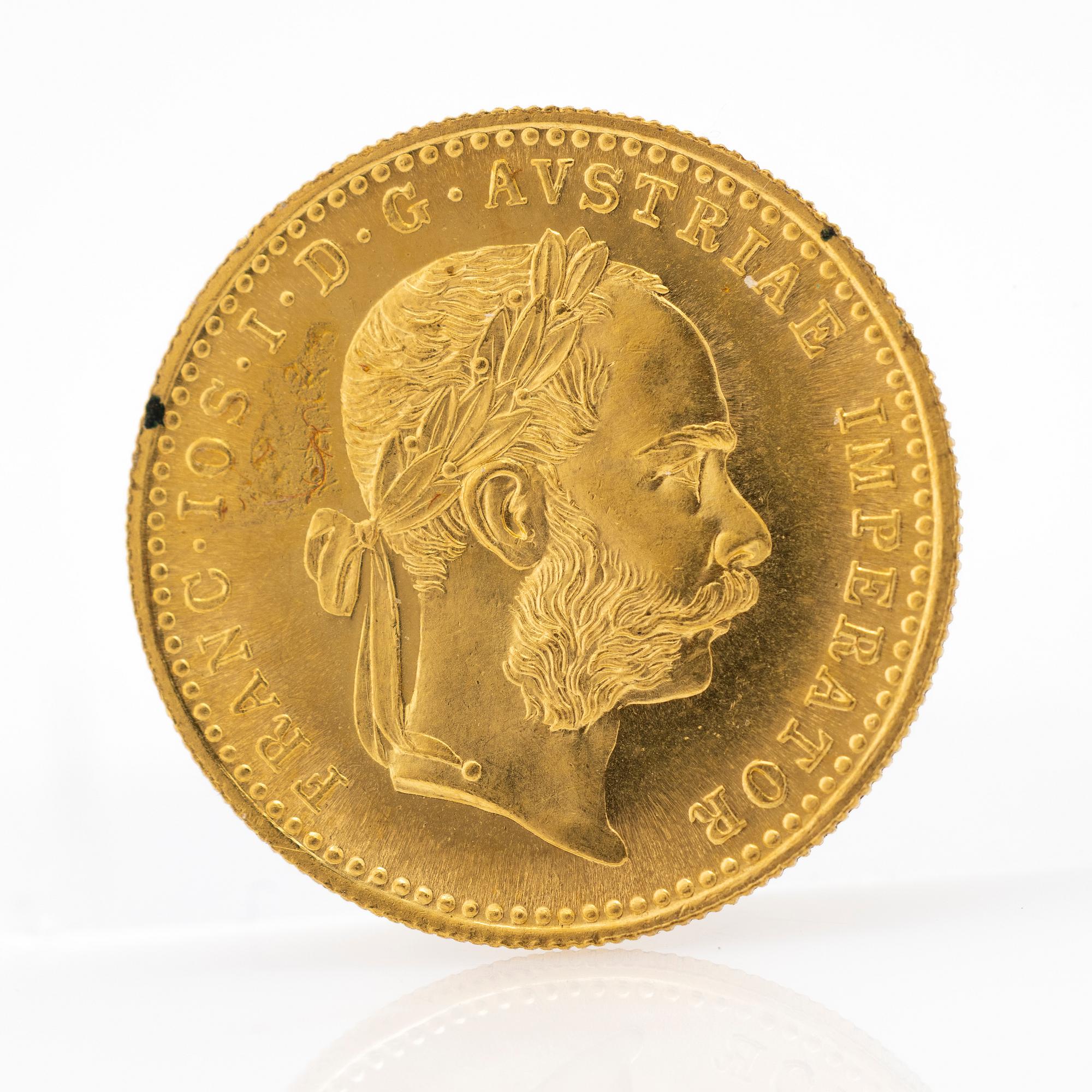Gold coin, Austria-Hungary, Franz Joseph 1 Ducat, 1915.