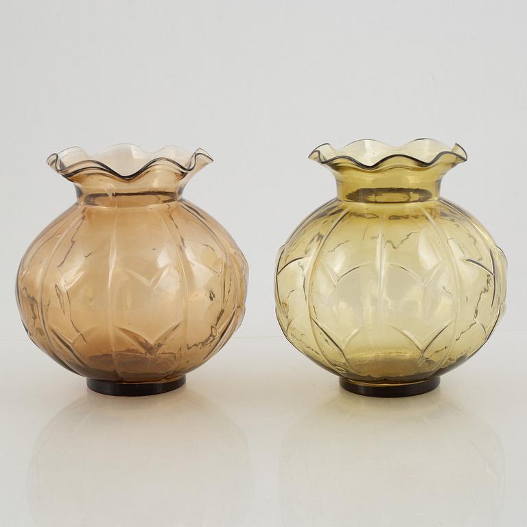 Edvin Ollers, a pair of glass vases, Elme Glasbruk, Sweden, 1930's.