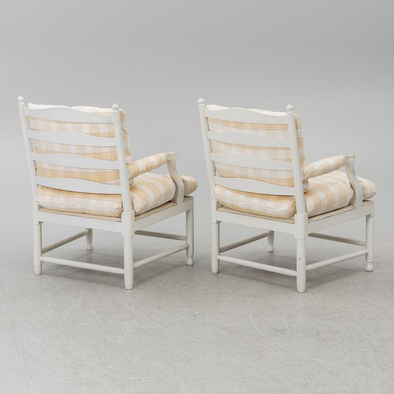 Armchairs a pair, Gustavian style, so-called Gripsholm chairs, 20th century.