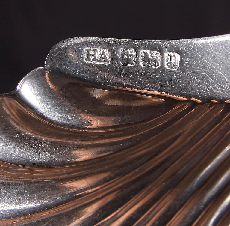 SMÖRSNÄCKOR, ett par, silver, Sheffield 1907.