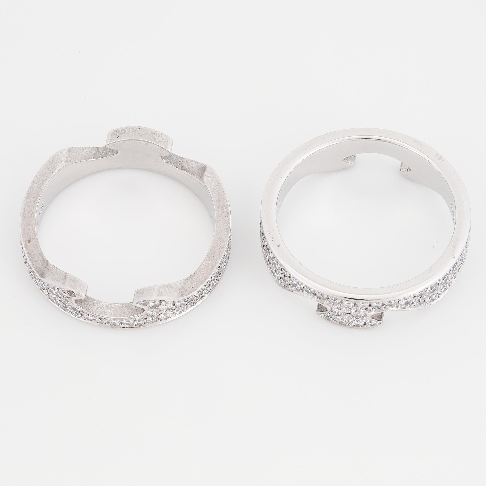 GEORG JENSEN, two "Fusion" brilliant cut diamond rings.