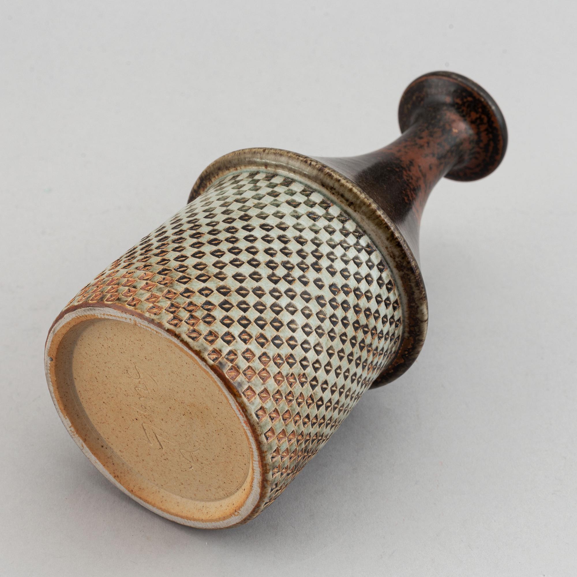 Stig Lindberg, a stoneware small bowl and a vase, Gustavsberg Studio, Sweden.