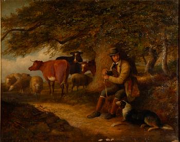 Engelsk konstnär, 1800-tal, Herde med hund.