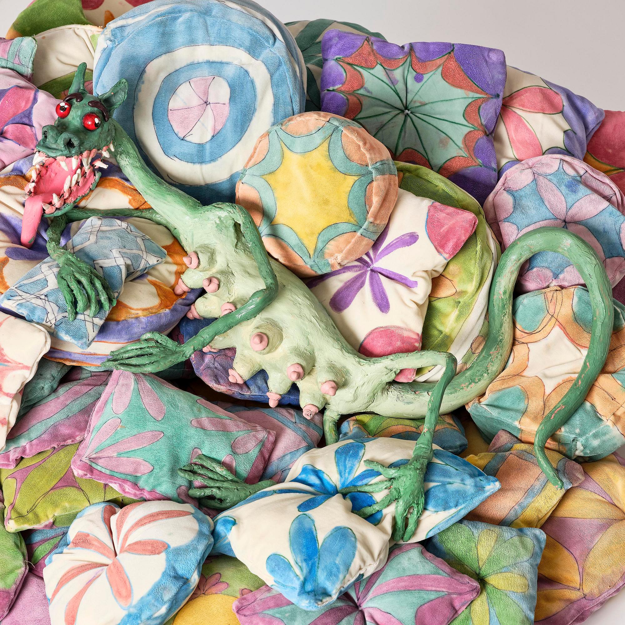 Nathalie Djurberg & Hans Berg, "Dragon on Pillows".