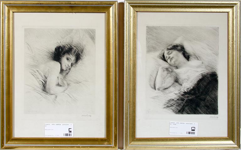 OTTO GOETZE, etsningar, 2 st. Sign.