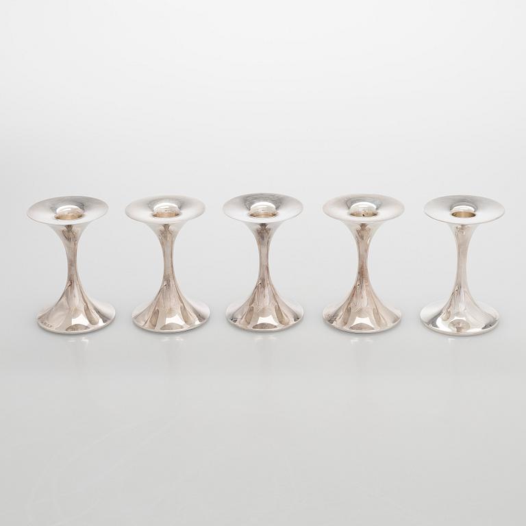 Tapio Wirkkala, ljusstakar, 5 st, silver, "Trumpetti", Kultakeskus, Tavastehus 1996-2011.