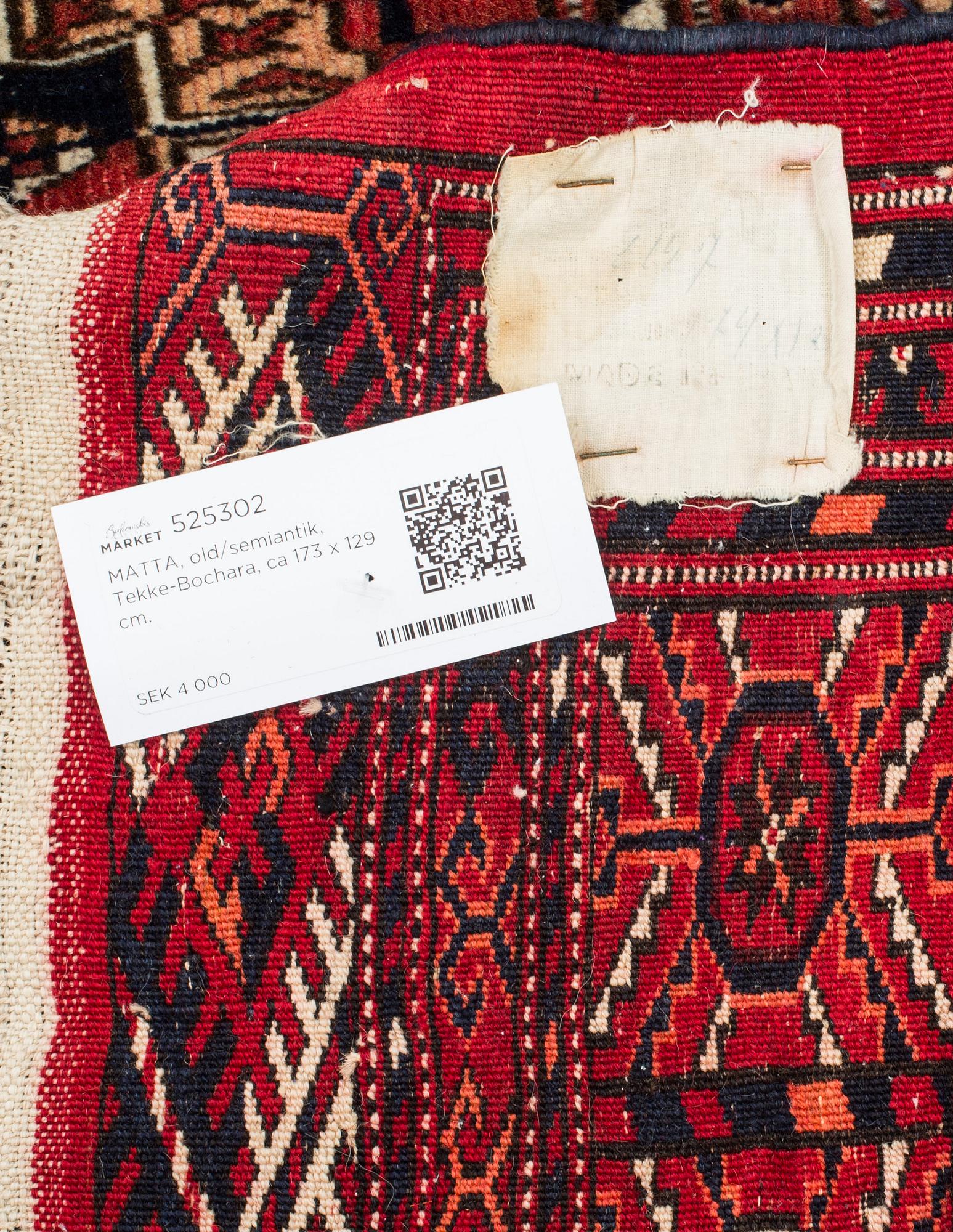 MATTA, old/semiantik, Tekke-Bochara, ca 173 x 129 cm.