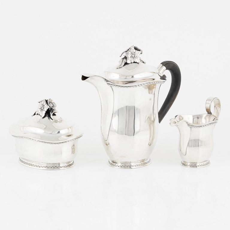 Eric Råström, kaffeservis, 3 delar, silver, CG Råström, Stockholm 1950.