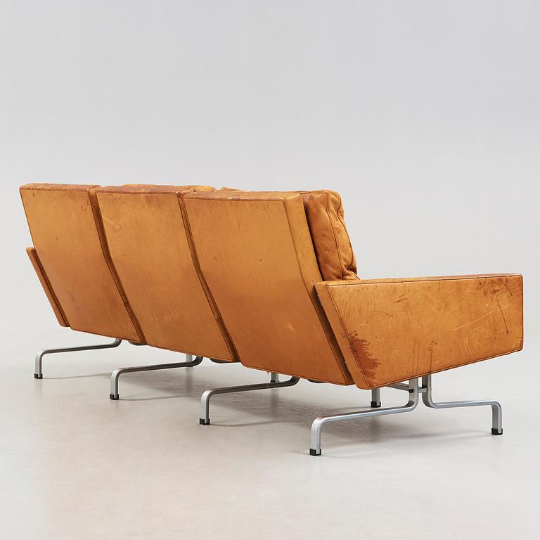 A Poul Kjaerholm three seated 'PK-31-3' brown leather sofa by E Kold Christensen, Denmark 1960's.