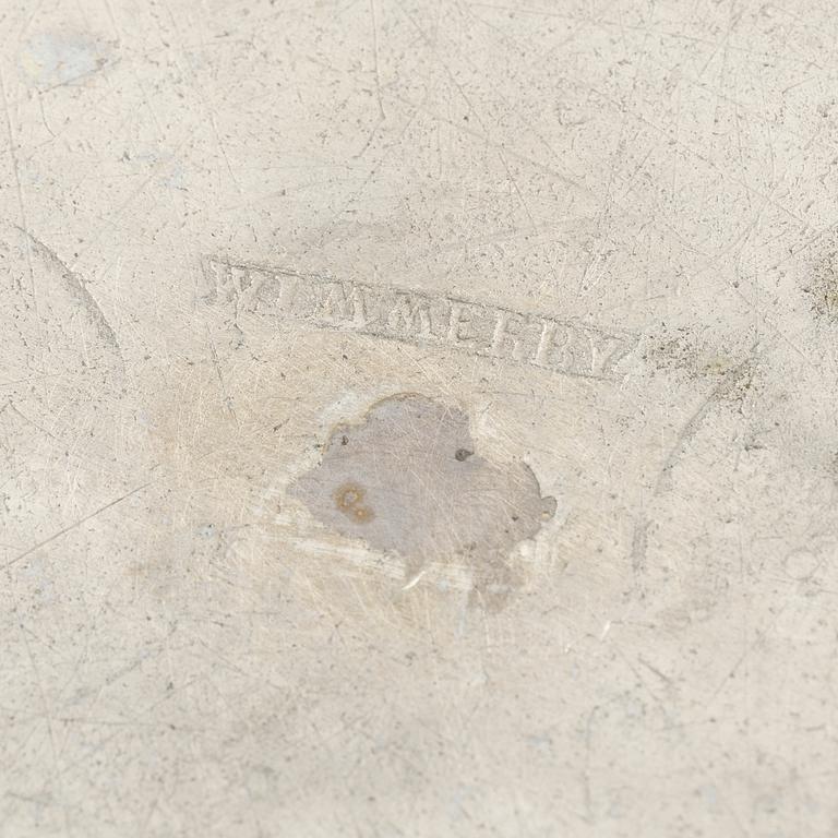 A set of three Swedish pewter dishes, including Johan Brun, Västervik 1787.